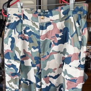 Women’s Camouflage Cargo Pants - Blue Green Brown Camo
